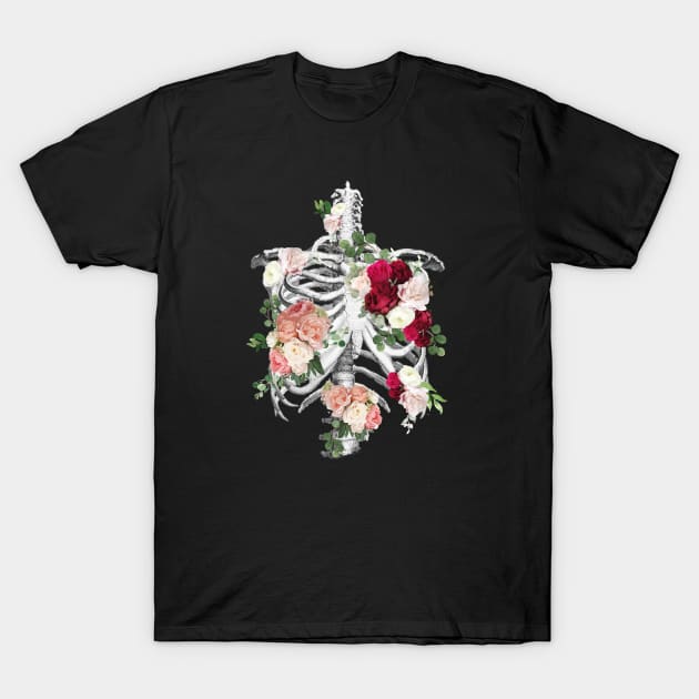 Rib Cage Floral 6 T-Shirt by Collagedream